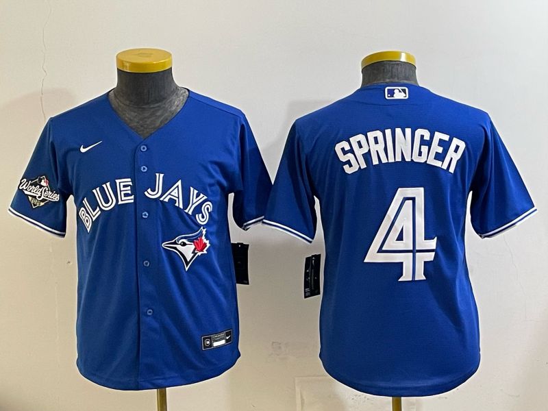 Youth 2025 Toronto Blue Jays #4 Springer blue Game Nike MLB Jersey style 02